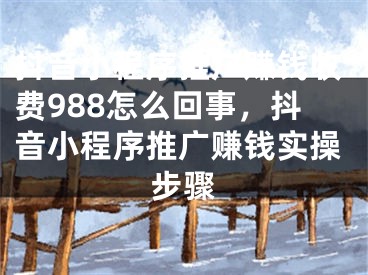 抖音小程序推廣賺錢收費988怎么回事，抖音小程序推廣賺錢實操步驟