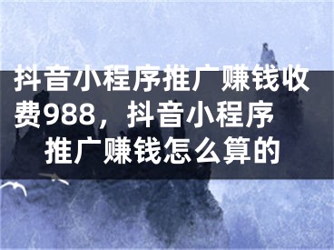 抖音小程序推廣賺錢(qián)收費(fèi)988，抖音小程序推廣賺錢(qián)怎么算的