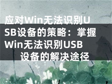 應(yīng)對(duì)Win無(wú)法識(shí)別USB設(shè)備的策略：掌握Win無(wú)法識(shí)別USB設(shè)備的解決途徑