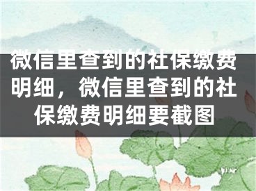 微信里查到的社保繳費(fèi)明細(xì)，微信里查到的社保繳費(fèi)明細(xì)要截圖