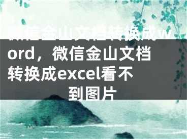 微信金山文檔轉(zhuǎn)換成word，微信金山文檔轉(zhuǎn)換成excel看不到圖片