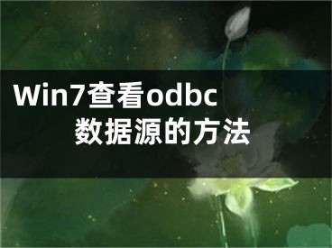 Win7查看odbc數(shù)據(jù)源的方法