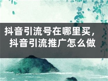 抖音引流號在哪里買，抖音引流推廣怎么做