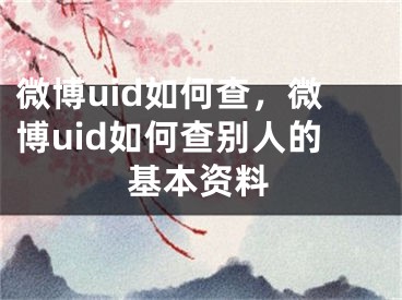 微博uid如何查，微博uid如何查別人的基本資料