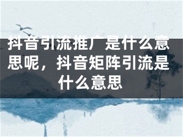 抖音引流推廣是什么意思呢，抖音矩陣引流是什么意思