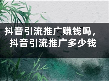 抖音引流推廣賺錢嗎，抖音引流推廣多少錢