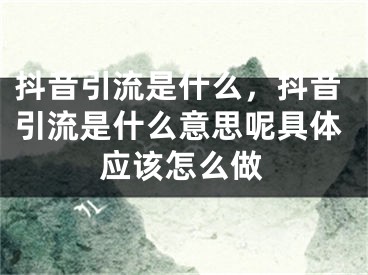 抖音引流是什么，抖音引流是什么意思呢具體應(yīng)該怎么做