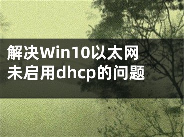 解決Win10以太網(wǎng)未啟用dhcp的問題