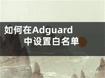 如何在Adguard中設(shè)置白名單