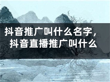 抖音推廣叫什么名字，抖音直播推廣叫什么