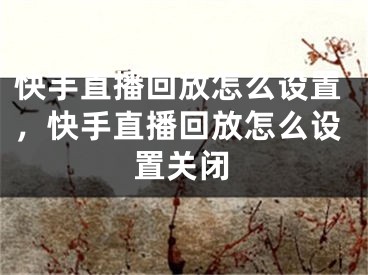 快手直播回放怎么設(shè)置，快手直播回放怎么設(shè)置關(guān)閉