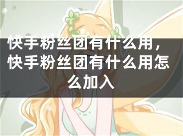 快手粉絲團(tuán)有什么用，快手粉絲團(tuán)有什么用怎么加入