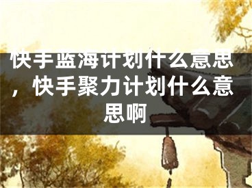 快手藍海計劃什么意思，快手聚力計劃什么意思啊