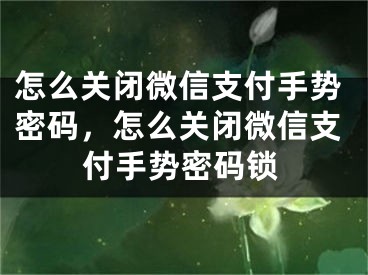 怎么關(guān)閉微信支付手勢密碼，怎么關(guān)閉微信支付手勢密碼鎖