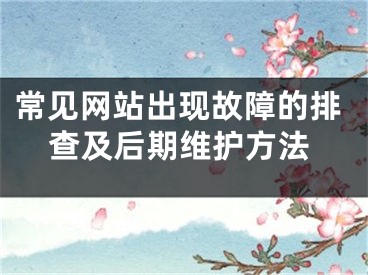 常見網(wǎng)站出現(xiàn)故障的排查及后期維護(hù)方法