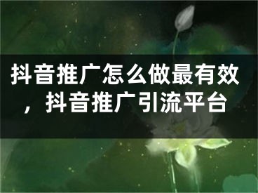 抖音推廣怎么做最有效，抖音推廣引流平臺(tái)