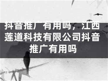 抖音推廣有用嗎，江西蓮道科技有限公司抖音推廣有用嗎