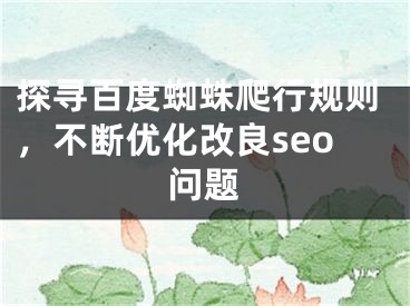 探尋百度蜘蛛爬行規(guī)則，不斷優(yōu)化改良seo問(wèn)題