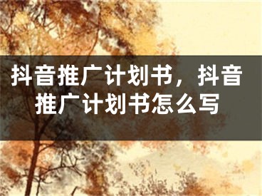 抖音推廣計(jì)劃書(shū)，抖音推廣計(jì)劃書(shū)怎么寫(xiě)