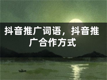 抖音推廣詞語，抖音推廣合作方式