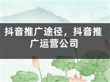 抖音推廣途徑，抖音推廣運營公司