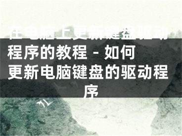 在電腦上更新鍵盤驅動程序的教程 - 如何更新電腦鍵盤的驅動程序