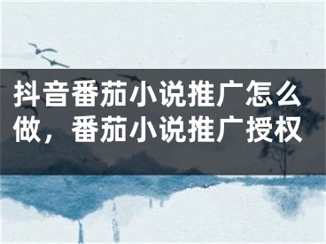 抖音番茄小說推廣怎么做，番茄小說推廣授權