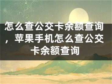 怎么查公交卡余額查詢，蘋(píng)果手機(jī)怎么查公交卡余額查詢