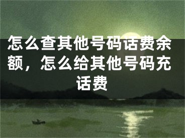 怎么查其他號碼話費余額，怎么給其他號碼充話費