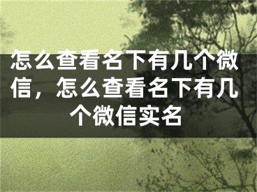 怎么查看名下有幾個微信，怎么查看名下有幾個微信實名