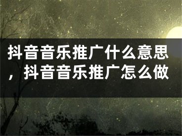 抖音音樂推廣什么意思，抖音音樂推廣怎么做