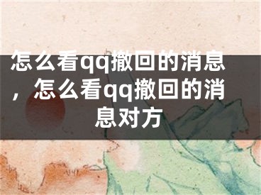 怎么看qq撤回的消息，怎么看qq撤回的消息對(duì)方