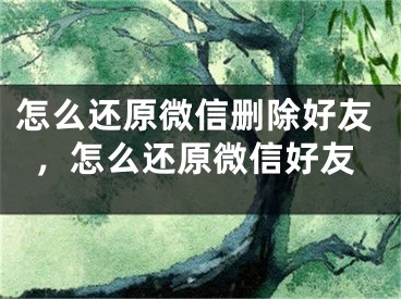 怎么還原微信刪除好友，怎么還原微信好友