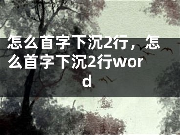 怎么首字下沉2行，怎么首字下沉2行word