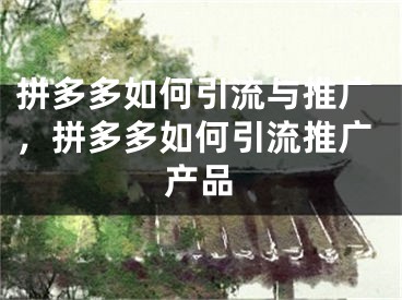 拼多多如何引流與推廣，拼多多如何引流推廣產(chǎn)品