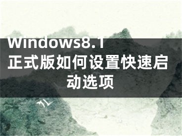 Windows8.1正式版如何設(shè)置快速啟動(dòng)選項(xiàng)