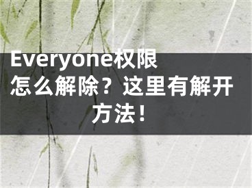 Everyone權(quán)限怎么解除？這里有解開方法！