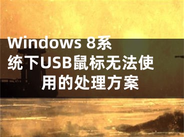 Windows 8系統(tǒng)下USB鼠標(biāo)無(wú)法使用的處理方案