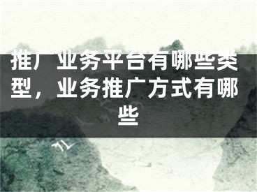 推廣業(yè)務平臺有哪些類型，業(yè)務推廣方式有哪些