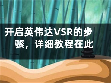 開啟英偉達(dá)VSR的步驟，詳細(xì)教程在此