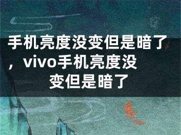 手機亮度沒變但是暗了，vivo手機亮度沒變但是暗了