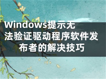 Windows提示無法驗證驅(qū)動程序軟件發(fā)布者的解決技巧