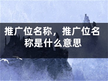 推廣位名稱，推廣位名稱是什么意思