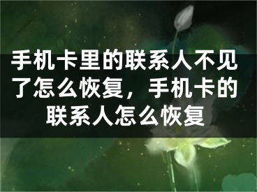 手機(jī)卡里的聯(lián)系人不見了怎么恢復(fù)，手機(jī)卡的聯(lián)系人怎么恢復(fù)