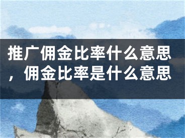 推廣傭金比率什么意思，傭金比率是什么意思