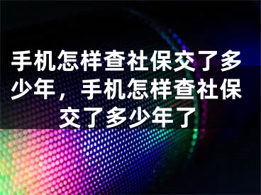 手機怎樣查社保交了多少年，手機怎樣查社保交了多少年了