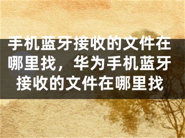 手機藍牙接收的文件在哪里找，華為手機藍牙接收的文件在哪里找