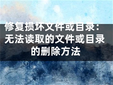 修復損壞文件或目錄：無法讀取的文件或目錄的刪除方法