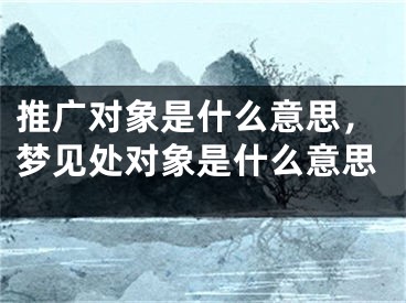 推廣對(duì)象是什么意思，夢(mèng)見(jiàn)處對(duì)象是什么意思