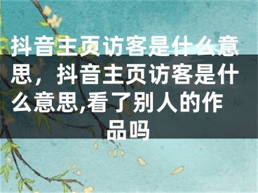 抖音主頁訪客是什么意思，抖音主頁訪客是什么意思,看了別人的作品嗎